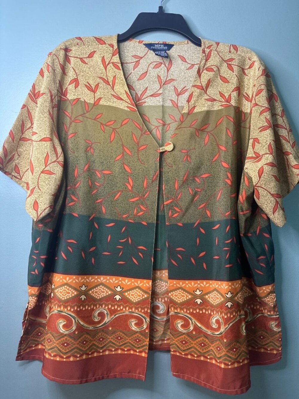 MPH Collection Women’s 2X Open Front Blouse Cardigan Layering Top Plus Size